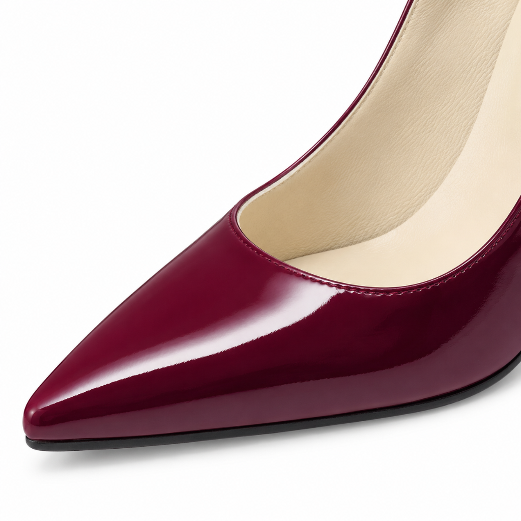Annecy women's burgundy court shoes pointed toe detail