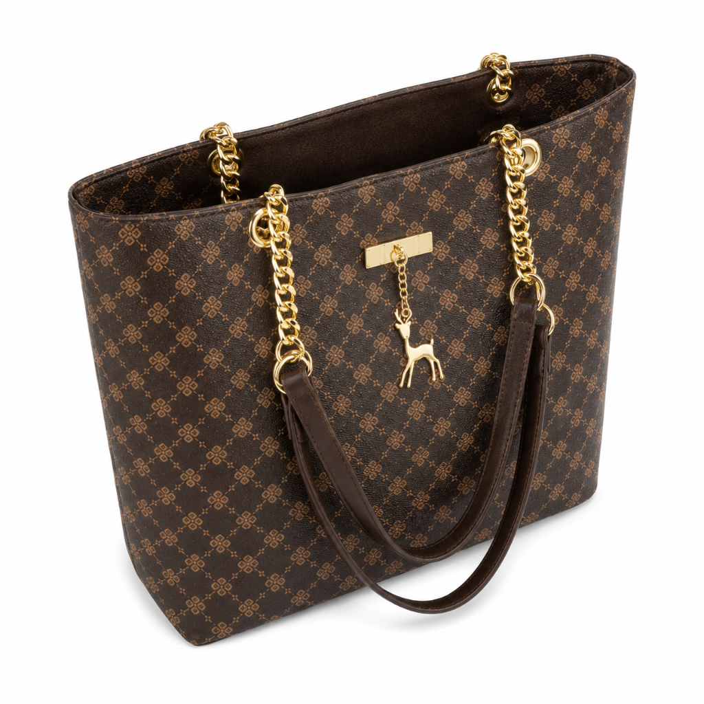 Venice women's dark brown tote bag tassel detail
