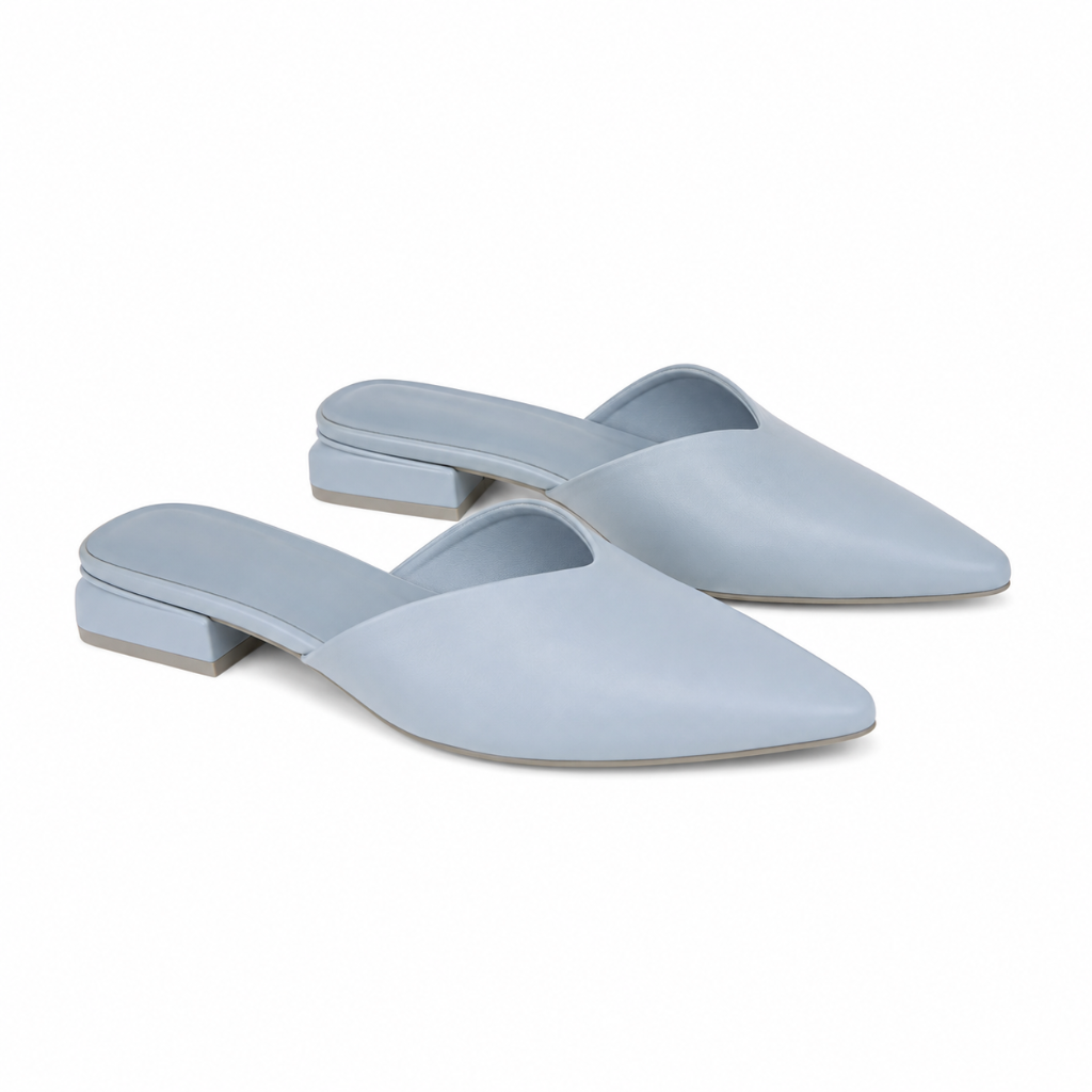 Rome women's blue mules side profile
