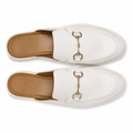 Madeleine women's white mules upper detail
