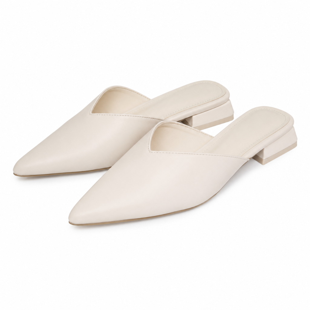 Rome women's white mules upper detail
