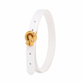 Vienna white leather belt geometric detail