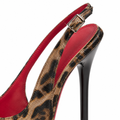 Saint-Tropez women's black leopard print court shoes pointed toe detail