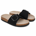 Deauville women's black suede sandals side profile