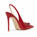 Loire women's red court shoes heel detail