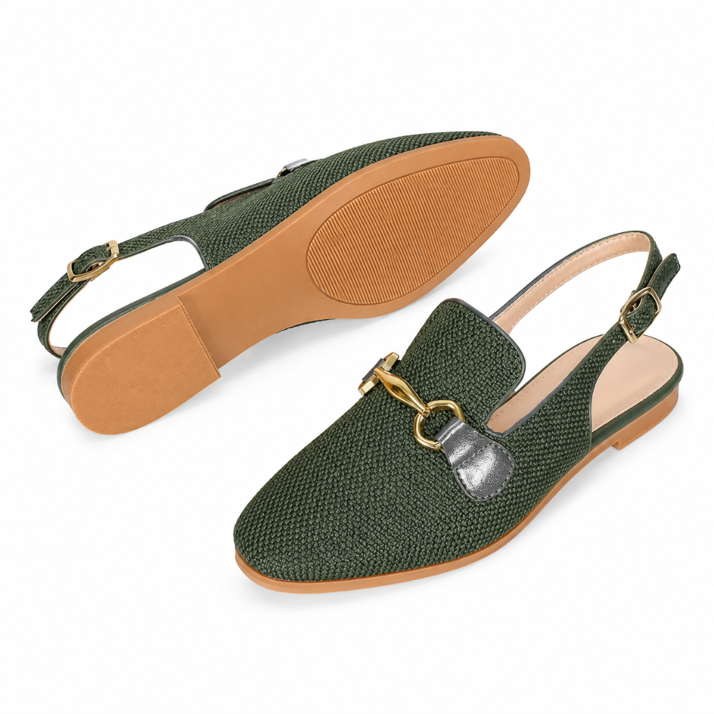 Venice women's green mules upper detail