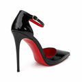 Marseille women's black court shoes heel detail