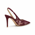 Nice women's red court shoes heel detail