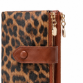 As women's brown leopard print wallet interior compartments