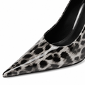 Strasbourg women's white leopard print court shoes pointed toe detail
