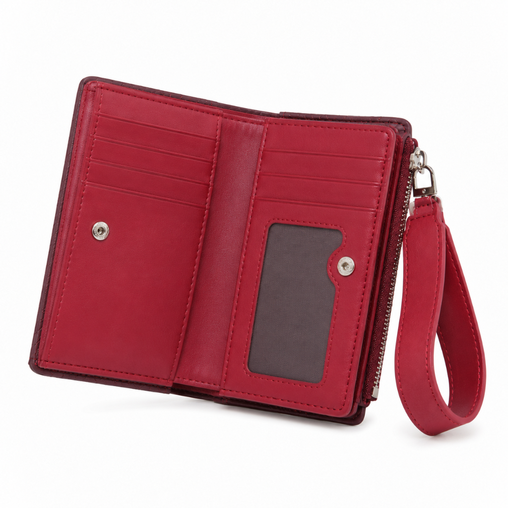 Palermo women's red wallet zip closure detail