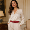 Sevilla women's red leather belt alternate view