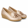 Avignon women's gold loafers side profile