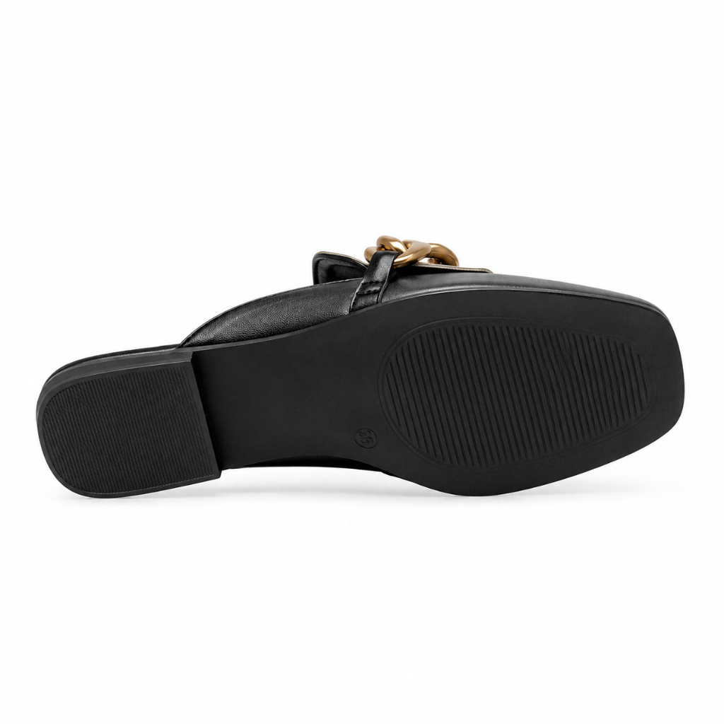 Tuileries women's black mules chain detail