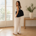 Amalfi women's black tote bag zip closure detail