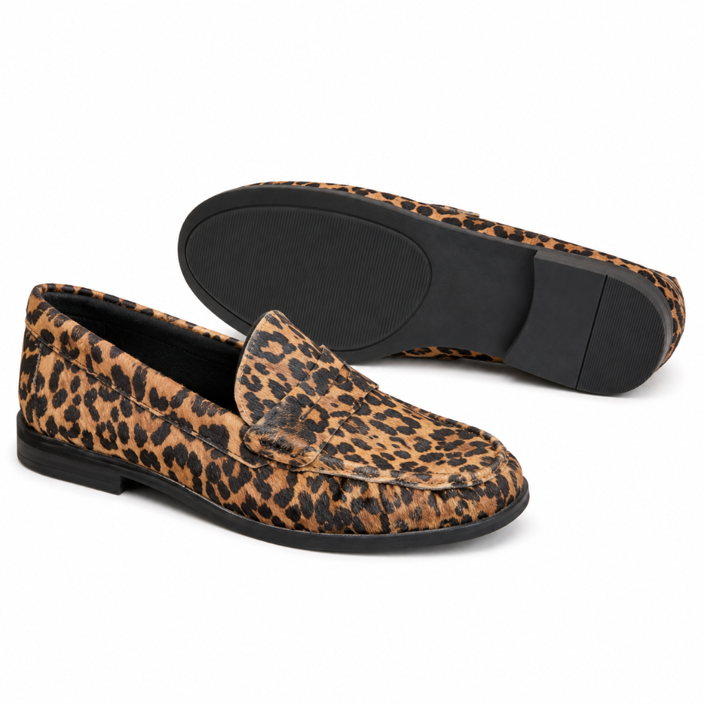 Provence women's leopard-print loafers upper detail