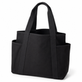 Amalfi women's black tote bag exterior pocket detail