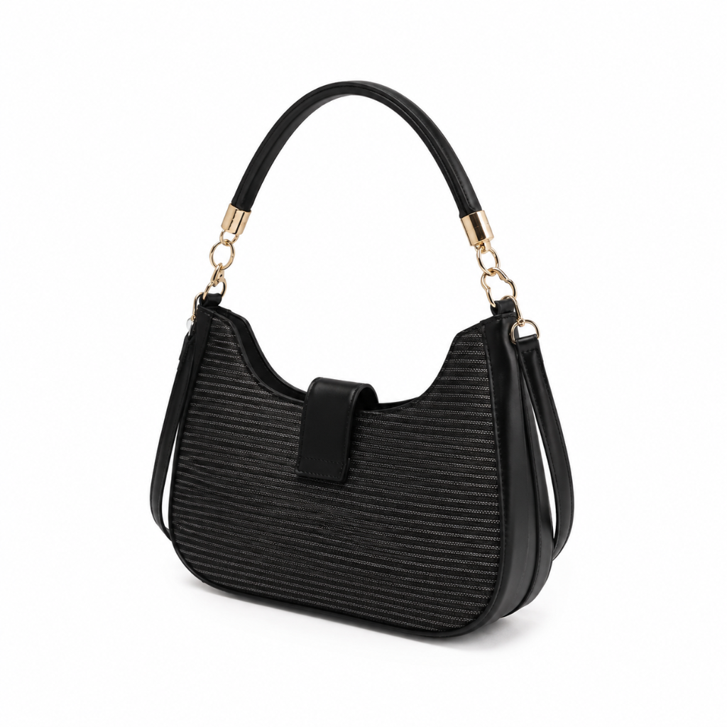 Florence women's black crossbody bag half-moon silhouette