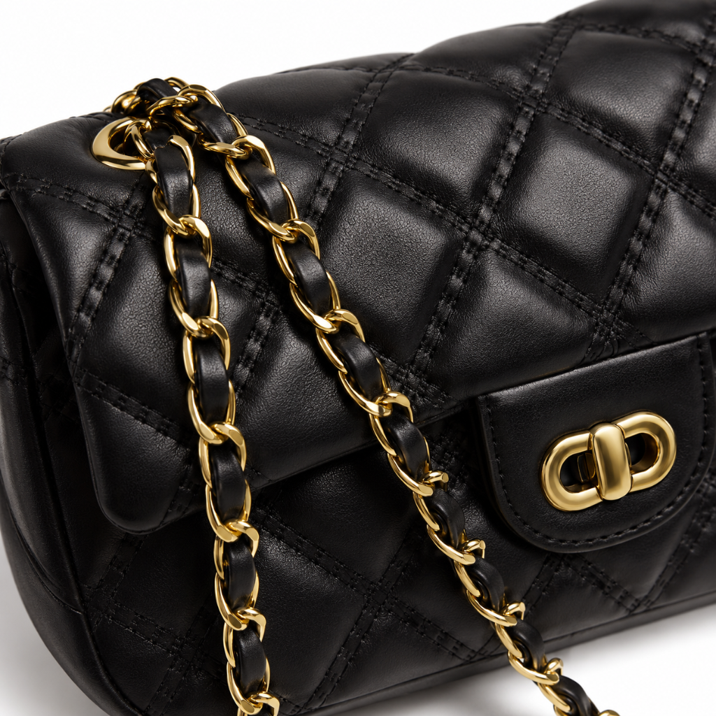Louvre women's black shoulder bag side profile