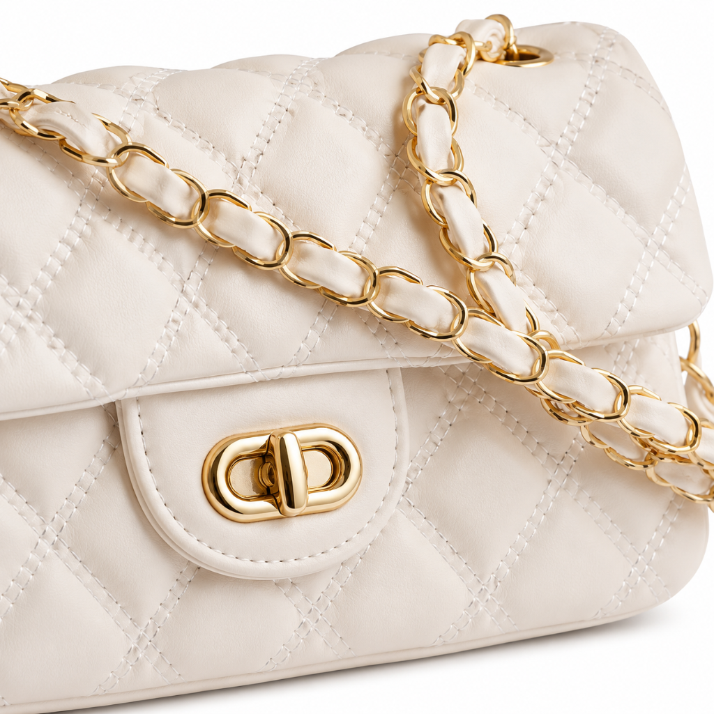 Louvre women's white shoulder bag side profile