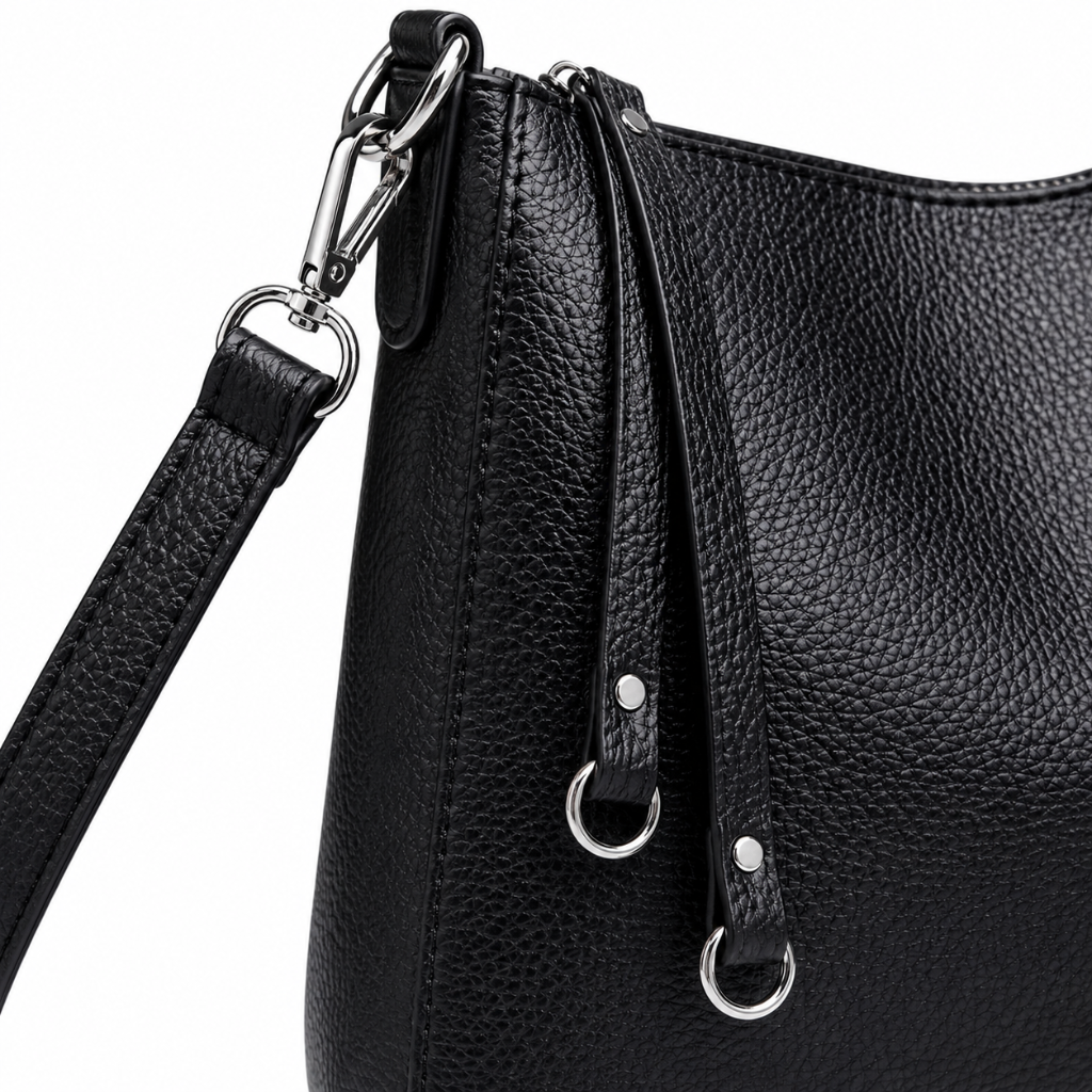 Opera women's black shoulder bag side profile
