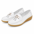 Avignon women's white loafers side profile