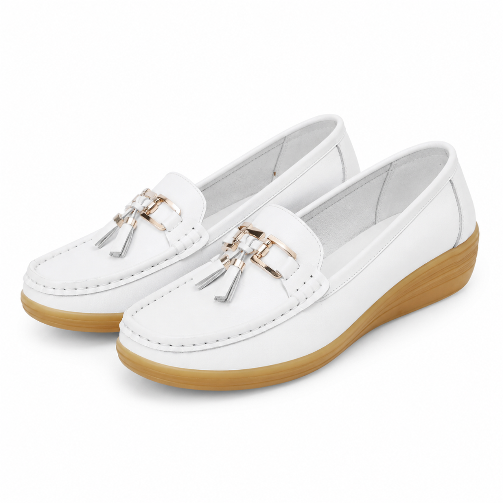 Avignon women's white loafers side profile