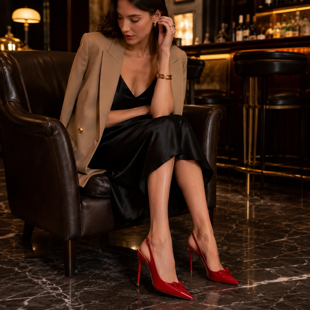 Loire women's red court shoes alternate angle