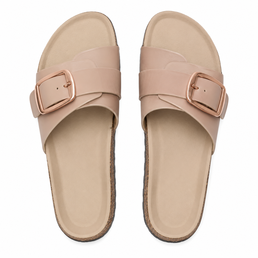 Deauville women's beige suede sandals full-grain leather insole detail
