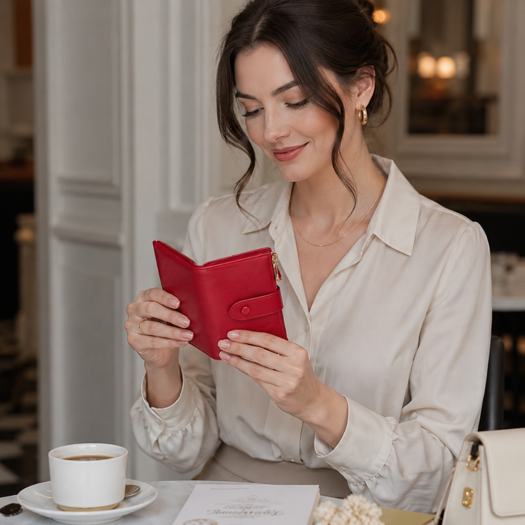 As women's red wallet alternate angle