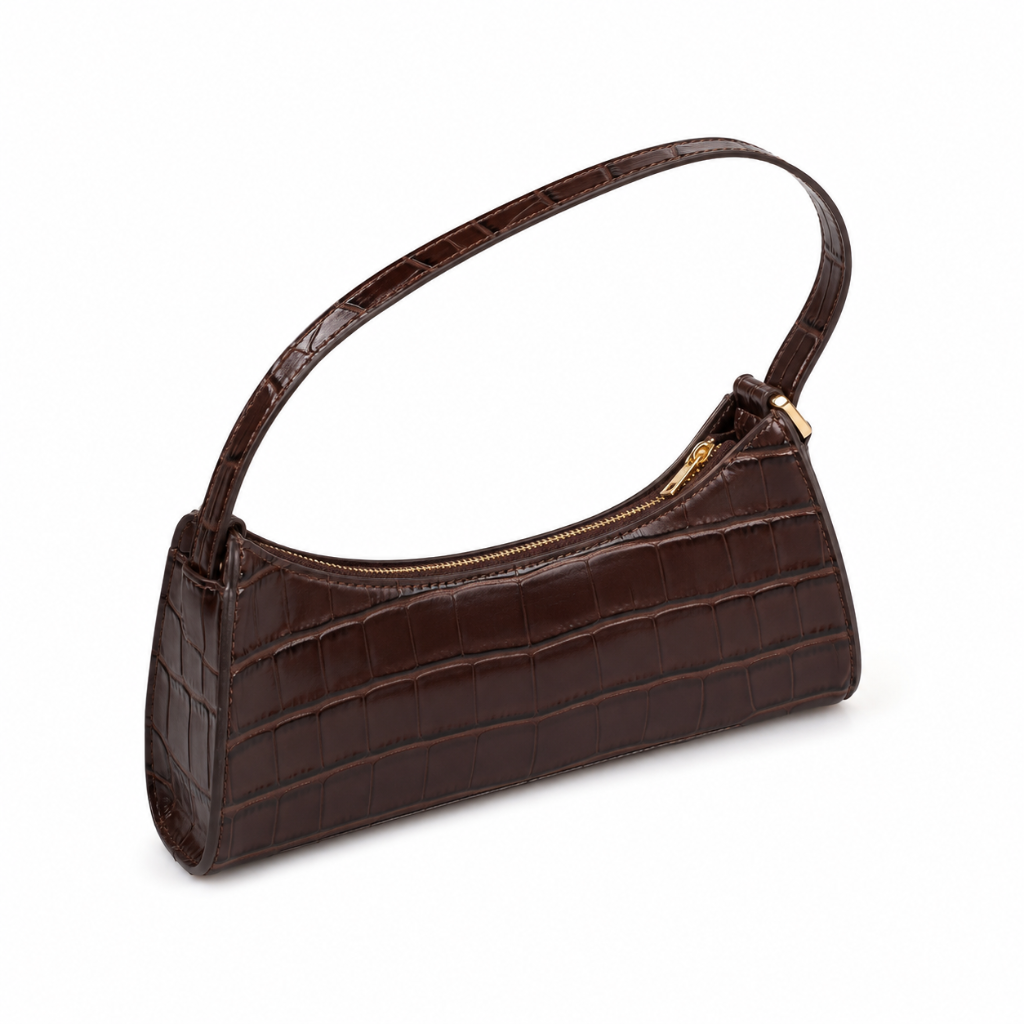 Capri women's dark brown handbag half-moon silhouette