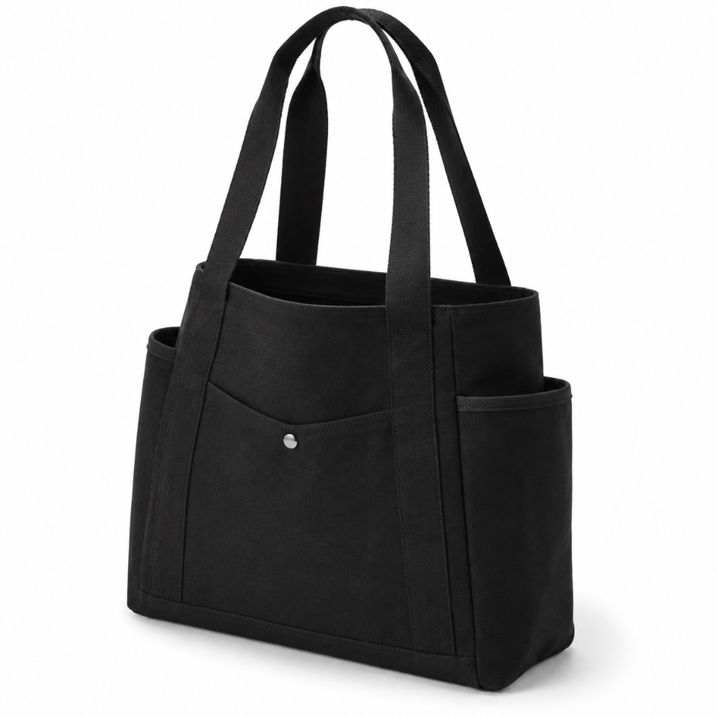 Amalfi women's black tote bag Oxford material detail