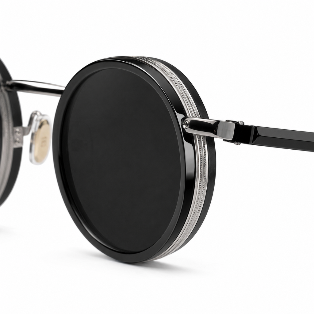 Dubrovnik black circular sunglasses side profile