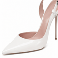 Avignon women's white court shoes pointed toe detail