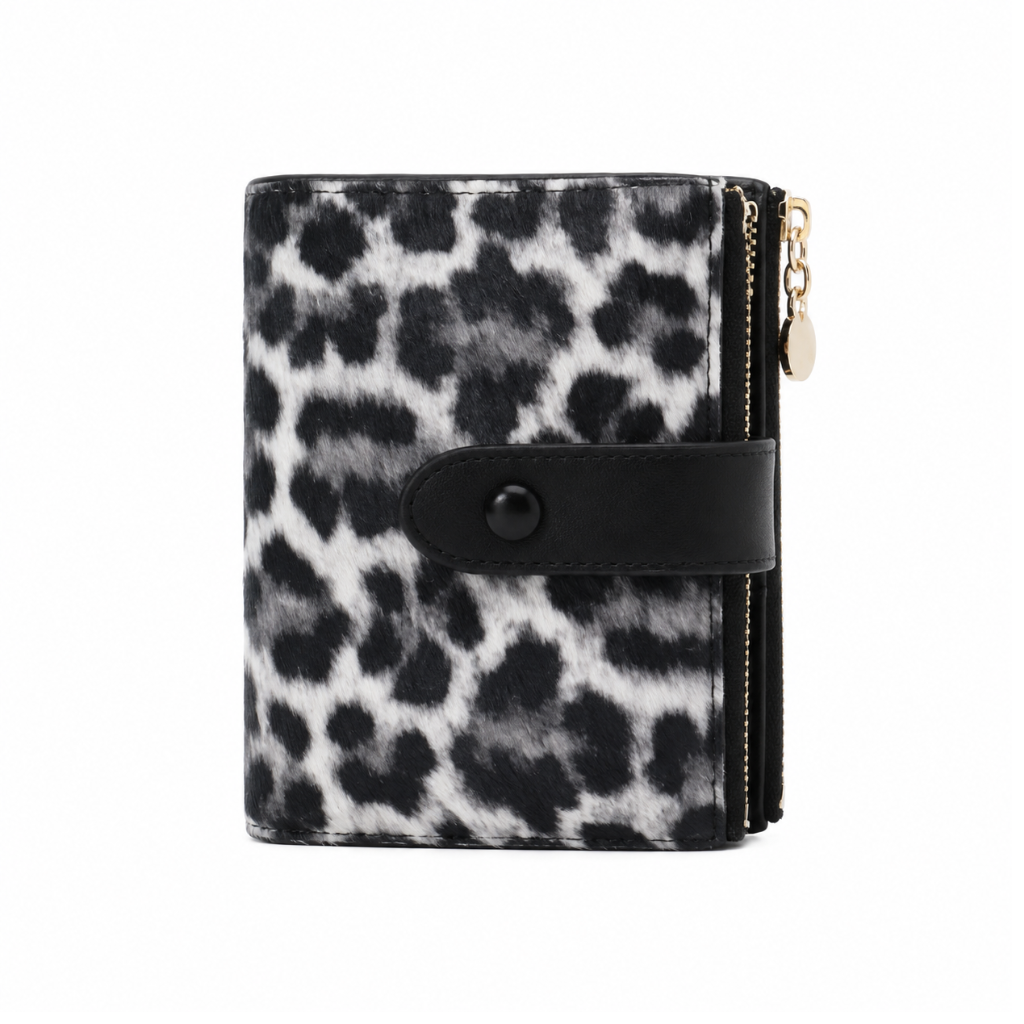 As women's black leopard print wallet