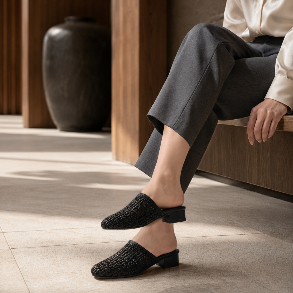 Marais women's black mules alternate angle
