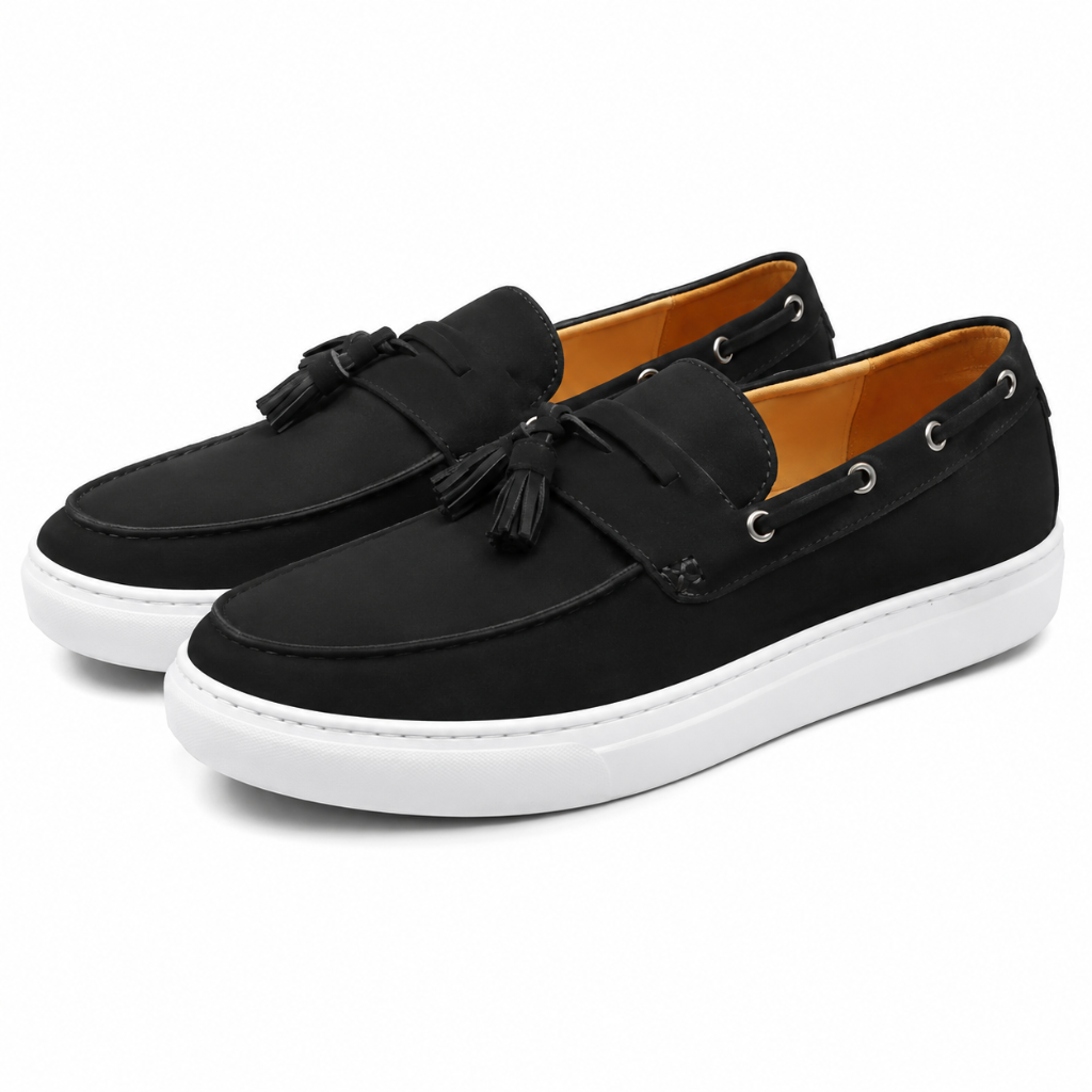 Monaco women's black loafers side profile