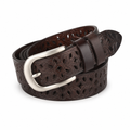 Sevilla brown split-leather belt buckle detail