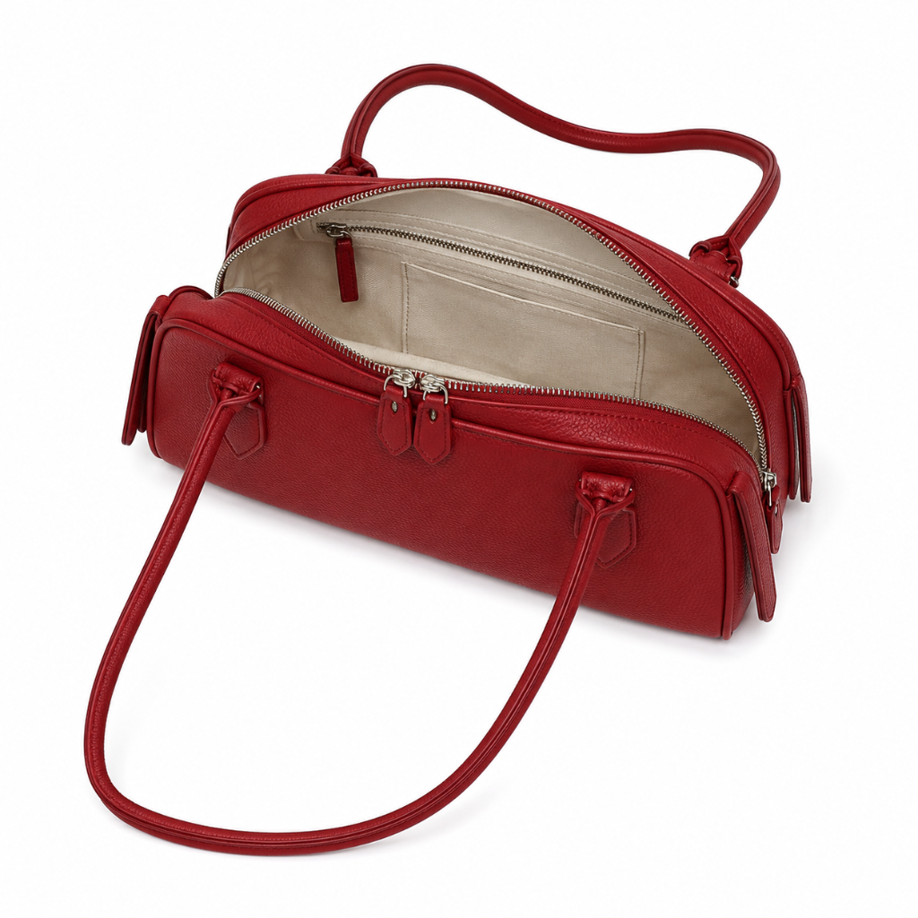 Bastille women's red shoulder bag interior pocket detail
