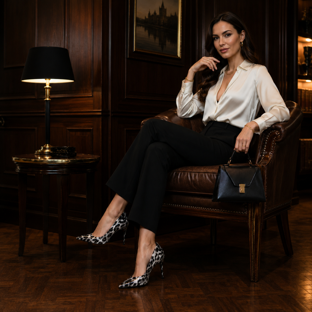Strasbourg women's white leopard print court shoes outsole detail