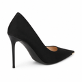 Lyon women's black court shoes heel detail