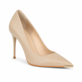 Lyon women's cream court shoes side profile