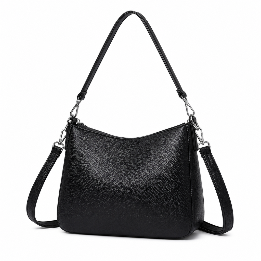 Opera women's black shoulder bag zip closure detail