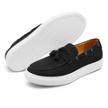 Monaco women's black loafers upper detail