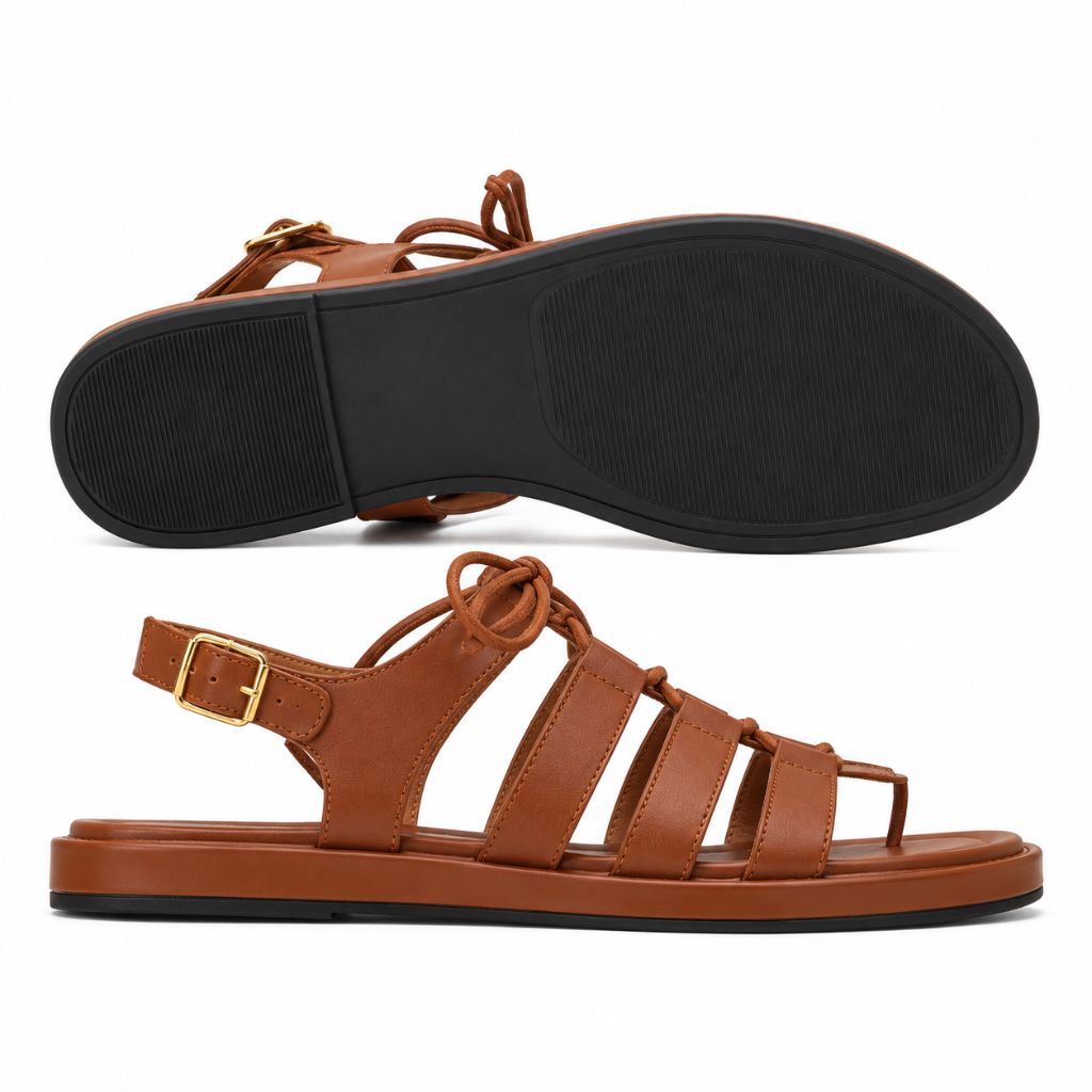 Monaco women's brown sandals upper detail