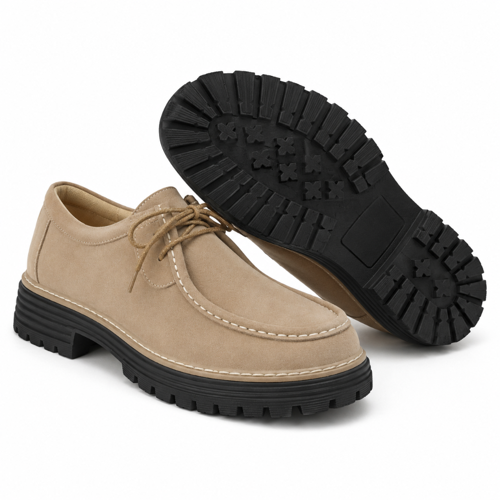 Loire women's khaki loafers upper detail