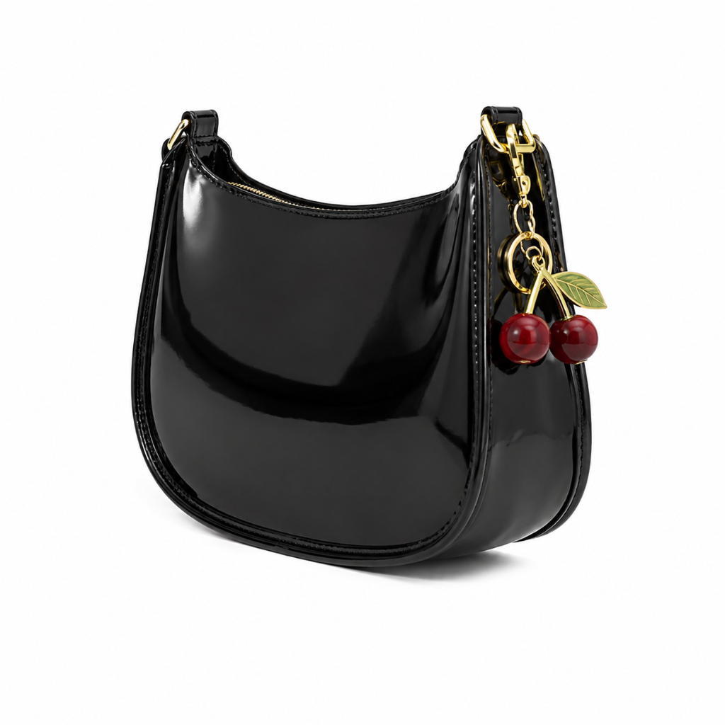 Milan women's black shoulder bag PU material detail