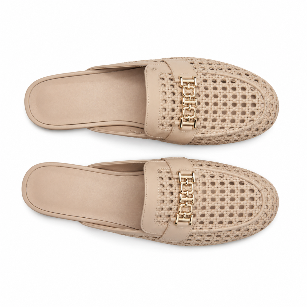 Opera women's nude mules side profile