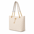 Venice women's white tote bag plaid detail