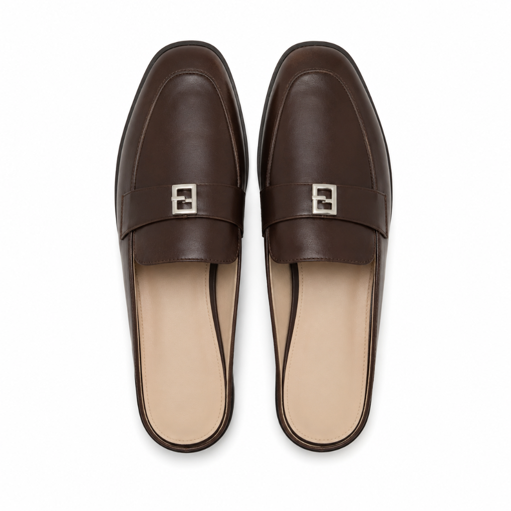 Luxembourg women's brown mules sole detail